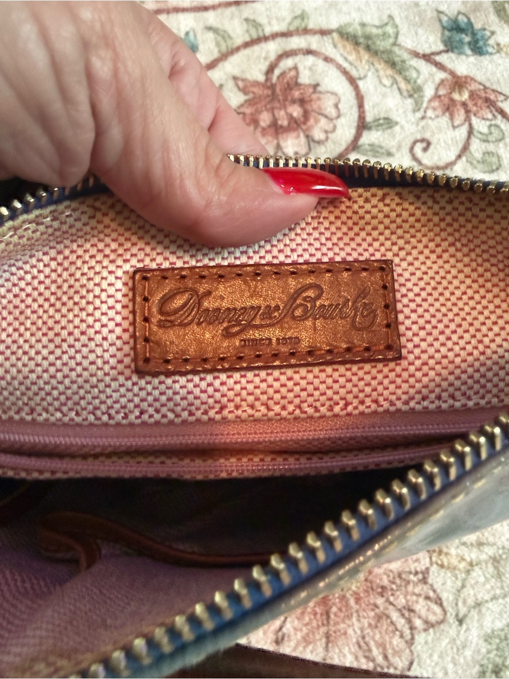 Dooney & Bourke Blue Crossbody with Brown Leather Trim - Picture 3 of 10